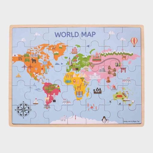 ξύλινο παζλ με τον παγκόσμιο χάρτη