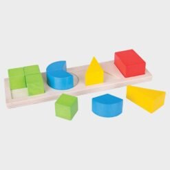 ξύλινο παιχνίδι δισκάκι με πολύχρωμα σχήματα