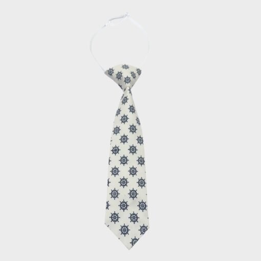 γραβάτα παιδική εκρού με σχέδιο μπλε τιμονιέρες