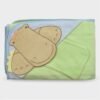 πετσέτα μπουρνούζι για νεογέννητο με τρίγωνο για το κεθαλάκι και σχέδιο κροκοδιλάκι πρασινο και σιέλ
