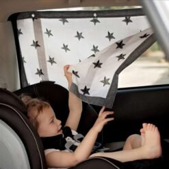 κουρτινάκι για προστασία από τον ήλιο για το παράθυρο του αυτοκινήτου λευκό με μαύρα αστεράκια