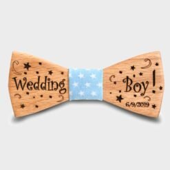 Παιδικό Ξύλινο Παπιγιόν Wedding Boy με Ημερομηνία