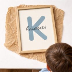 Alternative view of Ξύλινη Κορνίζα με Αρχικό και Όνομα για Αγόρι